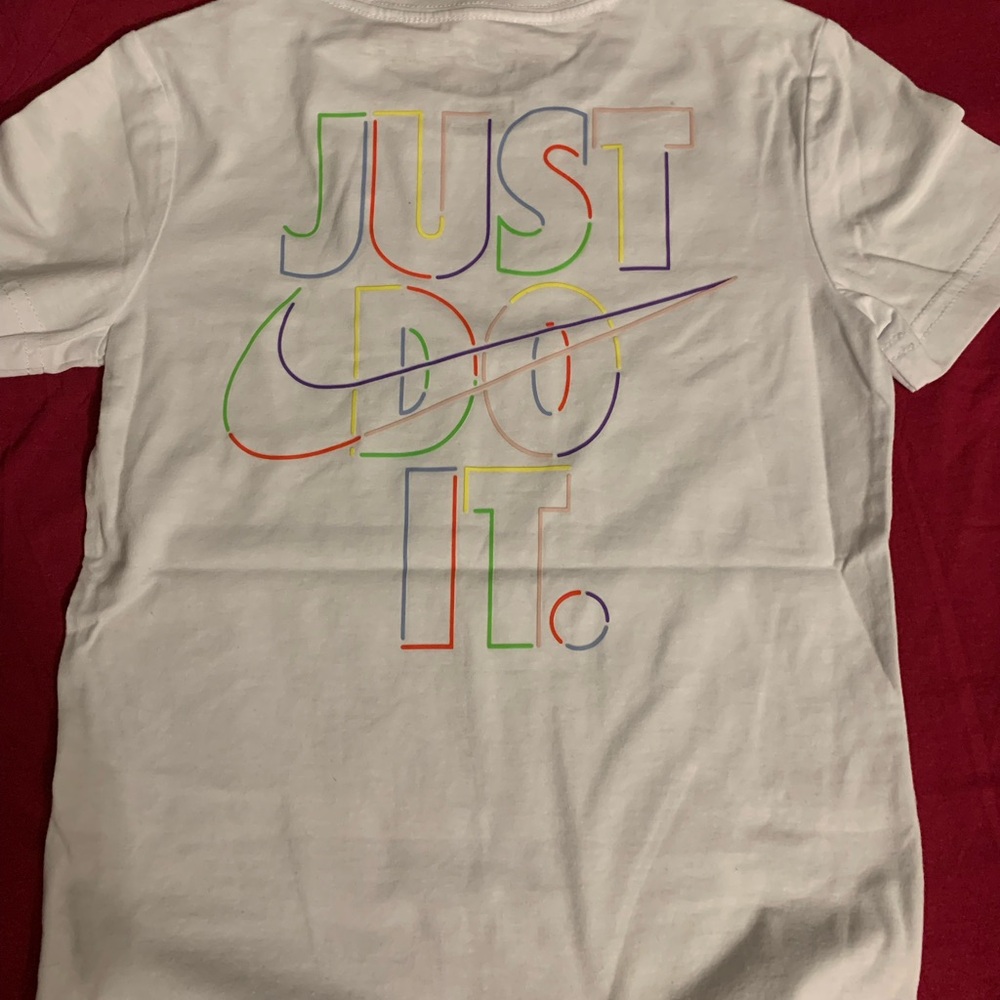 Nike Kids White Tee with Multicolor Graphic